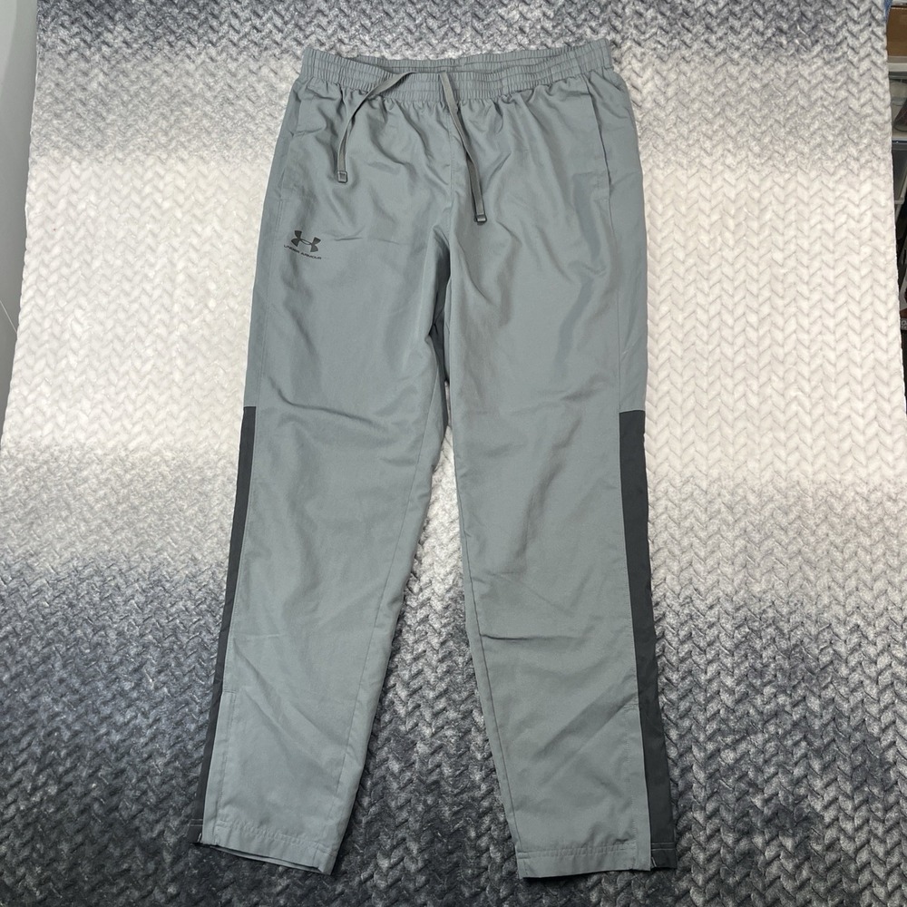 Under Armour Track Pants Mens XL Gray Polyester Stretch Tapered Fit Drawstring